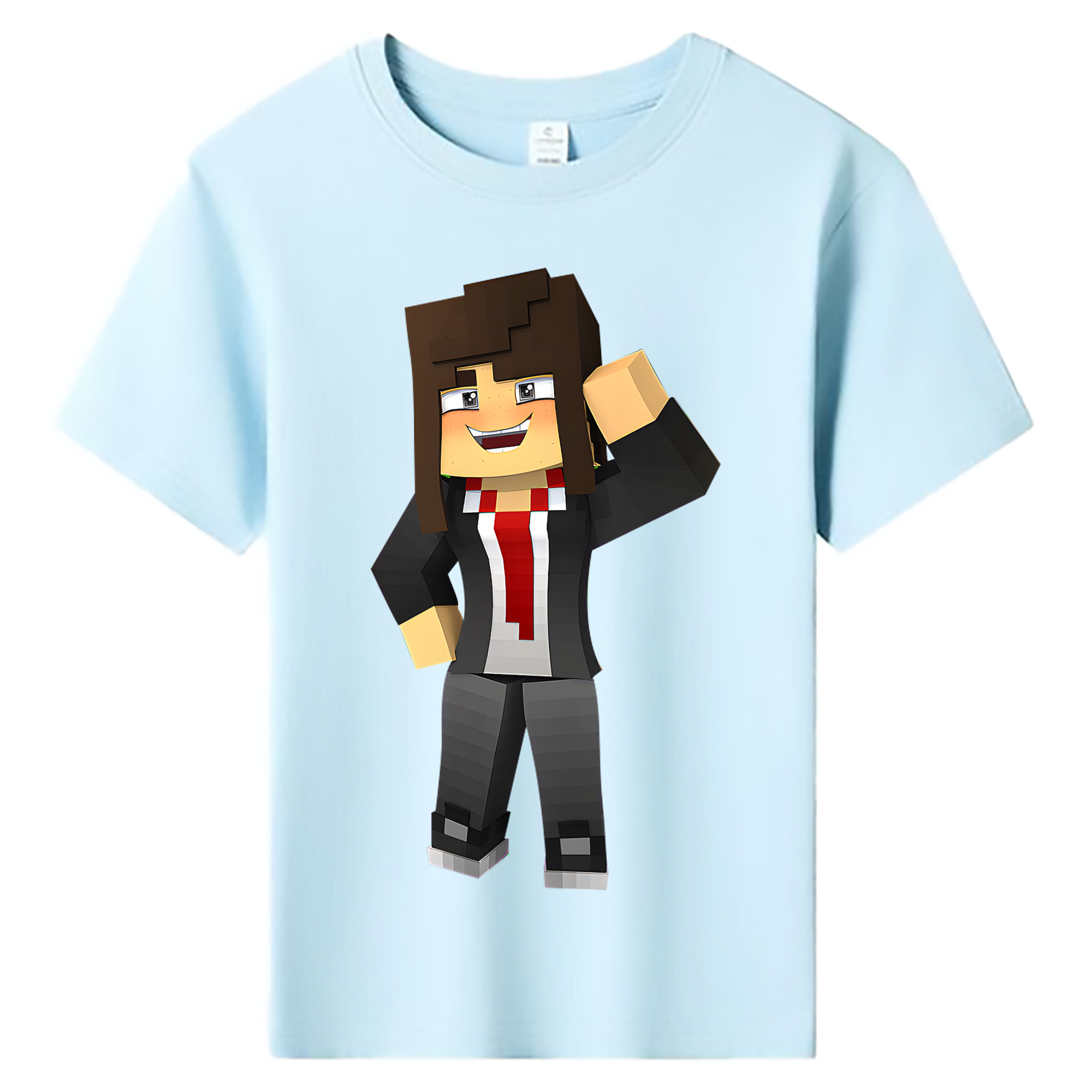 （画像用） マインクラフト ブロックの世界 Minecraft MC Block world 綿100％キッズTシャツ（フロントプリント）